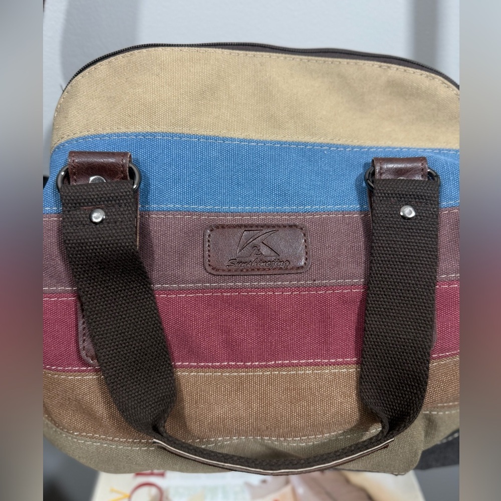 Multicolor Canvas Messenger Bag - Picture 2 of 12